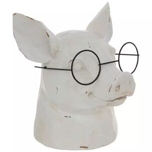 🇺🇸 HOBBY LOBBY White Pig Head Sculpture/Bust with Glasses
